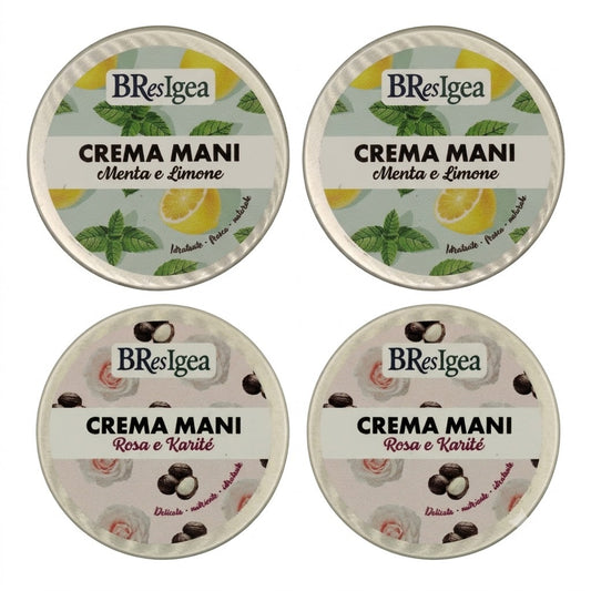 PACCHETTO 🌟 2+2! 👉 2 Crema Mani Rosa e Karité + 2 Crema Mani Menta e Limone